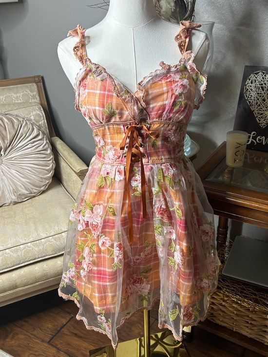 LIZ LISA Dresses & Skirts - Authentic Vintage Liz Lisa Plaid Rose Corset Dress Japanese Doll style Coquette